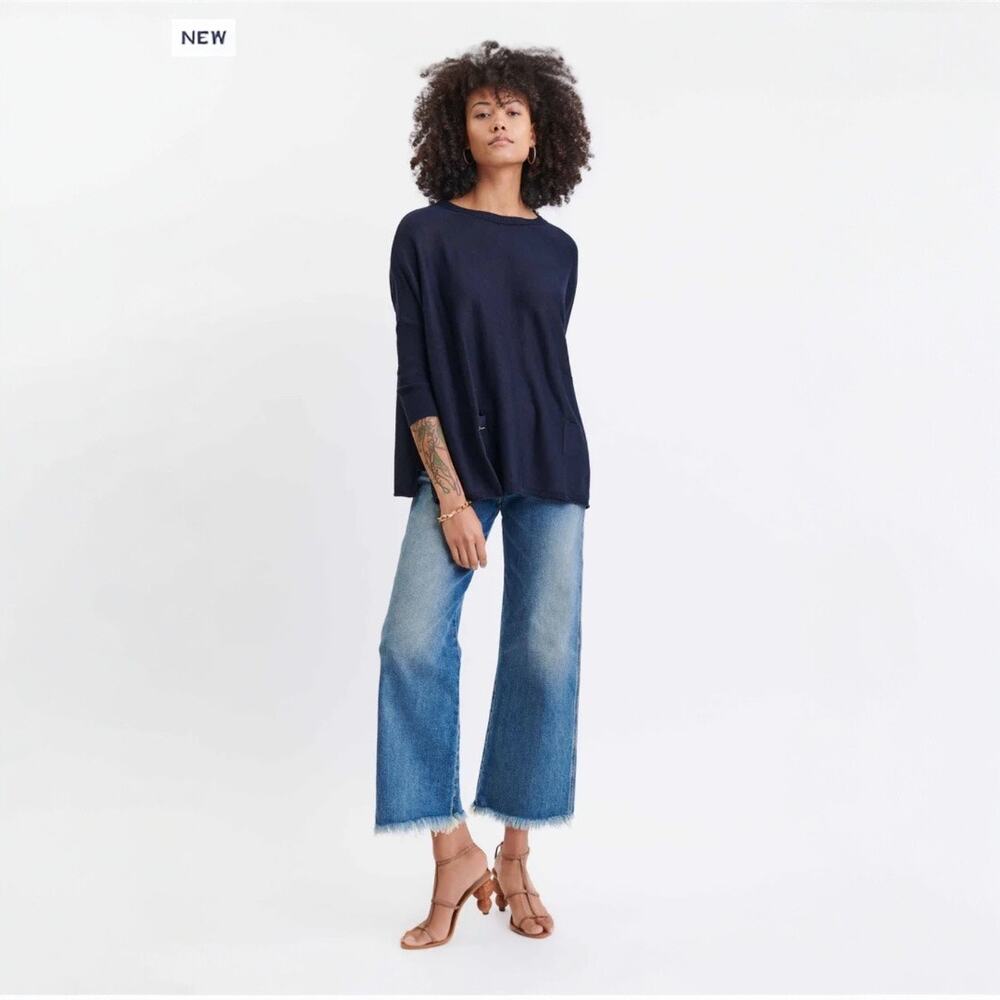 Mer Sea Catalina Sweater Crewneck Oversized Boxy Lagenlook‎ Navy One Size